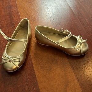 Janie & Jack gold metallic bow ballet flat